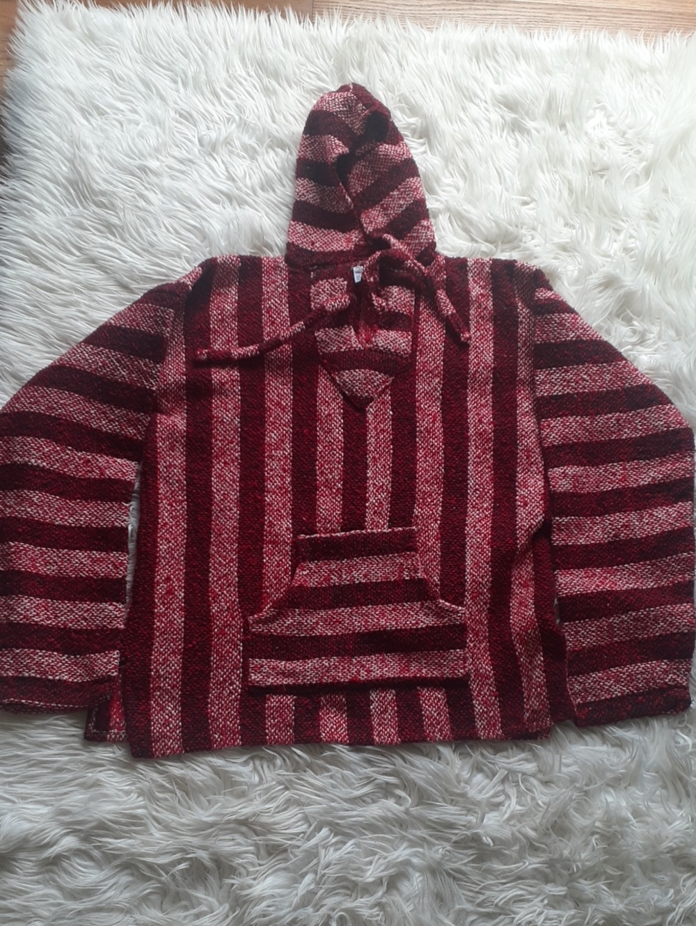 Mexican Baja Red Drawstring Hoodie Size Large